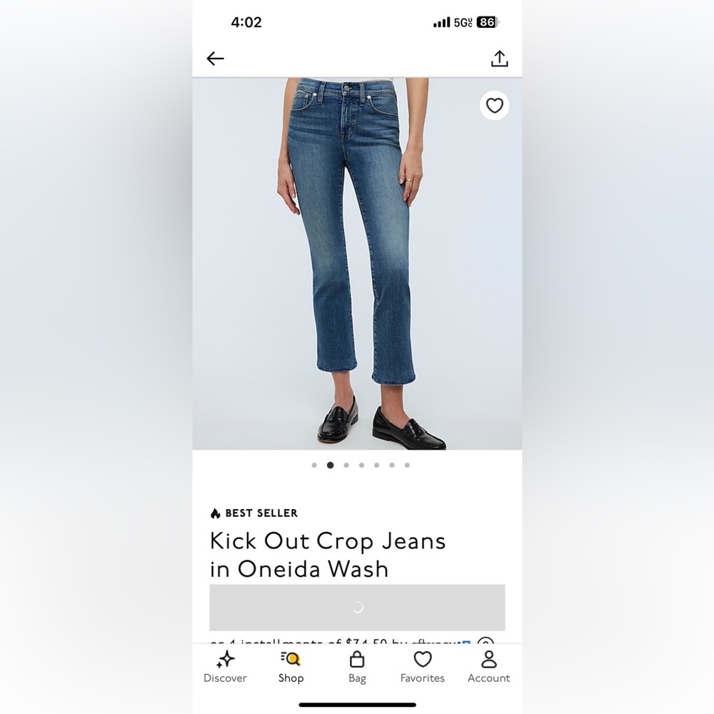 Madewell kick out crop jeans size 32 no tags but worn one time